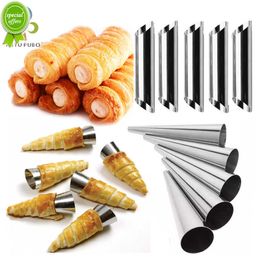 New 6/12/24pcs Kitchen Stainless Steel Baking Cones Horn Pastry Roll Cake Mold Spiral Baked Croissants Tubes Cookie Dessert Tool ZXH