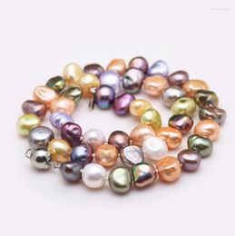 Chains Fashion Jewelry Sell 8-10mm Colorful Baroque Freshwater Pearl Necklace