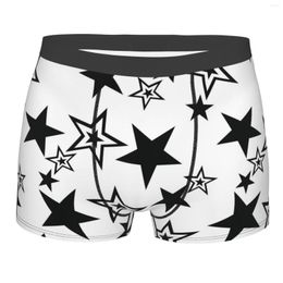 Underpants Black Cool Star Men Sexy Underwear Boxer Hombre Boys Polyester Print Soft Briefs Boxershorts