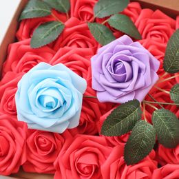 25/Pcs 8cm Artificial PE Foam Rose Flowers Bridal Bouquets For Wedding Table Home Party Decorations DIY Scrapbook Supplies