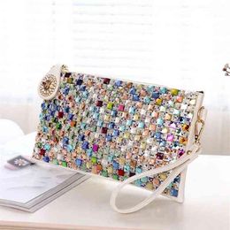 Evening Bags Colourful Rhinestone Women Clutch Designer Luxury Diamond Ladies Chic Shoulder Crossbody Party Small Purse 220516190u