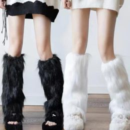 Women Socks Y2K Winter Faux Fur Long Sock Legging Cool Jk Leg Warmer Gothic Boots EGirl Harajuku Girls Lolita Boot Cover Foot Sleeves