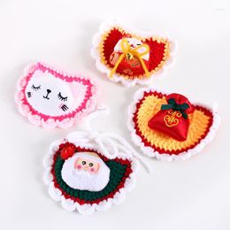 Dog Collars Pet Knitted Year Christmas Lucky Bag Cartoon Bib Cat Yarn Collar Saliva Towel Scarf