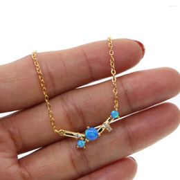 Chains Top Quality Factory Opal Stone Jewellery Gold Colour 35 8cm Chocker Blue Curved Bar Minimal Simple Gem Fashion Necklace