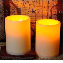 6pcs lot 3x4 Inches Flameless Plastic Pillar Led Candle Light With Timer Candle Lights Battery Operated Candle Acc qylRuZ2204