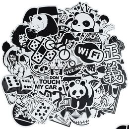 Wall Stickers 50 Pcs Random Black And White Punk Home Decor Sticker On Lage Motor Bike Skateboard Decals For Kids Drop Delivery Garde Dhzzd