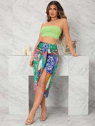 Skirts 2023 Summer Womens Chic Fashion Floral Print Knotted Vintage High Waist Casual Zipper Midi Skirt Femal Elegant Vestidos