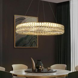 Chandeliers Classic Ring Chandelier Crystal Elegant Kitchen Island Ceiling Lamp Pendant Lights Fixture Decor For Dining Room