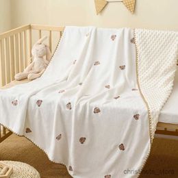 Blankets Swaddling Baby Blanket Embroidered Newborn Baby Comforter Blanket Swaddle Warp Infant Kids Microfiber Cuddle Quilt