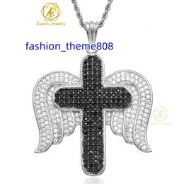 Luxury Custom 925 Silver Pendant VVS Moissanite Wind Cross Pendant Men Hiphop Necklace Pendant