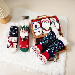 Kids Socks Winter Cartoon Christmas Boys Girls Thicken Cotton Warm Floor Children Sock Non Slip Thermal Cute Family 231130