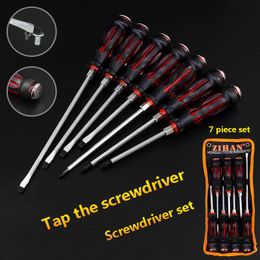 Schroevendraaier 7PCS Throughthecore Screwdriver Set Strong Magnetic Cross Word Percussion Screwdriver Household Repair Tool