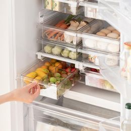 Organization Clear Refrigerator Storage Box Plastic Kitchen Fruit Freshkeeping Container Drink Cabinet Drawer PET Egg Food Organizer Stuff