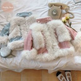 Jackets Baby Girl Princess Cotton Padded Fur Jacket Infant Toddler Child Winter Patchwork Coat Thick Warm Outerwear Clothes 12M 7Y 231130