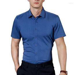 Men's Dress Shirts Men Bamboo Fiber Short Sleeve Shirt Summer Breathable Slim Fit Male Business Office Social Work Camisa Hombre