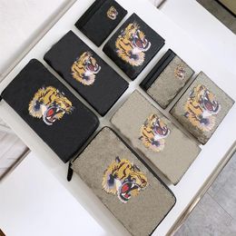 8 styles men wallets fashion brand tiger head card holder small long zipper wallet177f