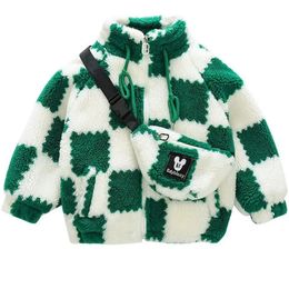 Down Coat Plaid Casual Children Clothes Spring Autumn Loose Berber Fleece Warm Thick Girl Boy Jackets Female Male Outfits Kids 2023 231130