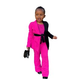 Clothing Sets Kids Clothes Girl Children s From 2 To 8 Years Colorblock Blazer Pants Child Girls Pants Set 231130