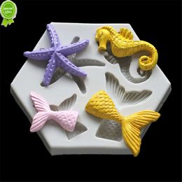 New Mermaid Starfish Seahorse Shaped Silicone Mould DIY Fondant Cake Decorating Tool Epoxy Resin Glue Mould Kitchen Baking Accessories