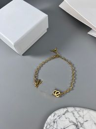 Fancy letter K gold bracelet delicate all match Medusa face pendant bracelet retro European and American fashion couples gift