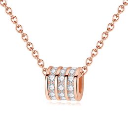 2023 Charming Rose Gold Pendant Necklace Women Fashion Luxury Brand 3A Zircon Ring Necklace Female Sexy Collar Chain Wedding Party Jewellery Valentine's Day Gift