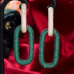 Dangle Earrings Siscathy Luxury Trendy Square Link Zircon Crystal Pendant For Women Drop Earring 2023 Brincos Female Fashion Jewelry