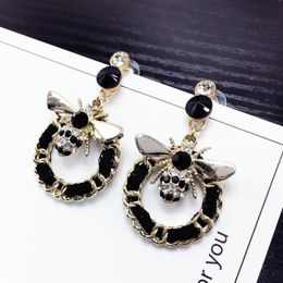 Bee Pearls Long Brand Designer Luxury Jewelry Pendientes Statement Earrings For Women Mujer Brincos272E