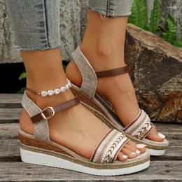 Sandals Ladies Shoes 2023 High Quality Ankle Strap Women's Summer Rome Open Toe Beach Women Wedge Platform