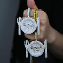 Trendy Bling Letters Everyday Eats Pendant for Men Boy Hip Hop Iced Out Rock Style Initial Charms Necklace Jewelry Gift2329
