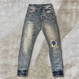 Men's Jeans Luxury Design Slim With Ripped Holes Trousers European Pants Italian Men High Quality Denim