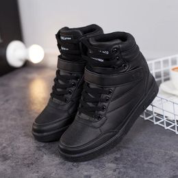 Slipper Sneakers Hidden Height Increasing autumn winter shoes PU Leather Shoes Woman High Top White Black ST213 231129