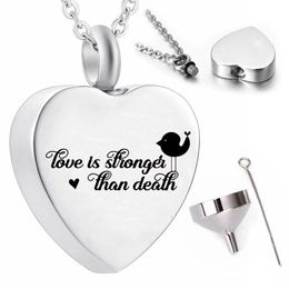 Cremation Jewellery for ashes pendant necklaces heart-shaped bird ashes urn keepsake commemorative pet-Love is stronger than death293w