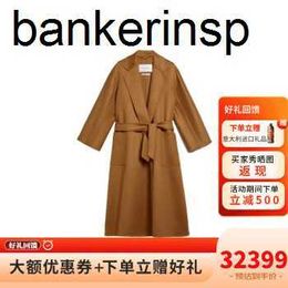 Designer Coat Maxmaras Pure Wool Winter Ludmilla's classic bathrobe style lace up cashmere suit women's brown 34