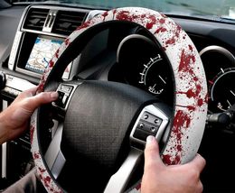 Steering Wheel Covers Universal Cover For Women Men Halloween Horror Bloody Hands 15 Inch Anti-Slip Washable Breathable Car Accessories