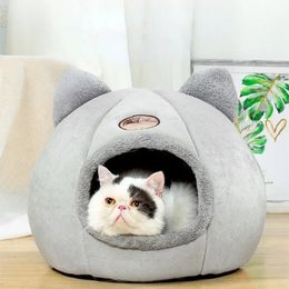 kennels pens Cat Bed House with Waterproof Mat Full Wrap Collapsible Nest House for Cat Puppy Warm Fleece Pad Pets Tent Cozy Cave Indoor 231124