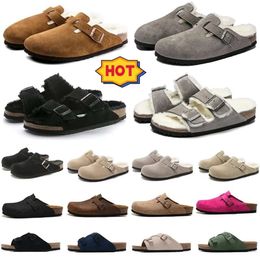 2023boston Birk Clog Leather Designer Sandals Cork Flat Arizona Shearling Mayary Slippers Suede Snake Leather Slide Burke Clog Buckle Cotton Shoes