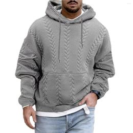 Men's Hoodies Oldyanuop Spring Autumn Knitted Sweatshirts Men Solid Jacquard Hoodie Long Sleeved Lace Up Hooded Pullover Loose Oversize Tops