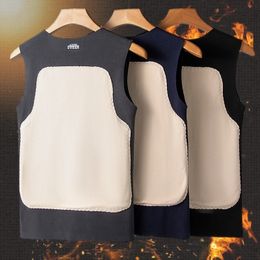 Men s Thermal Underwear Warm Undershirt Fall and Winter Patch Non marking Double sided Fleece Brushed Sleeveless Bottoming Shirt Tops 231130