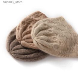 Beanie/Skull Caps Winter Hot Sale Hats Women % Goat Cashmere Knitted Headgears Ladies Soft Warm Thicker Fashion Hat for Girls Q231130