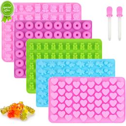 New Bear Chocolate Mould Heart Dinosaur Star Shell Silicone Candy Mould with Dropper DIY Cute Ice Cube Ice Tray QQ Candy Fondant Mould