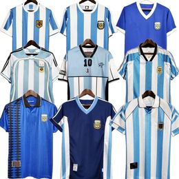 Fans Tops 1996 98 Argentina Retro Soccer jersey Maradona Retro 2000 2001 2006 2010 Kempes Batistuta Riquelme HIGUAIN KUN AGUERO CANIGGIA AIMAR Tees