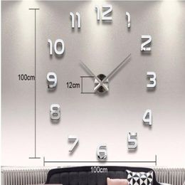 Home Decoration Big Number Mirror Wall Clock Modern Design Large 3D Watch Unique Gifts2786