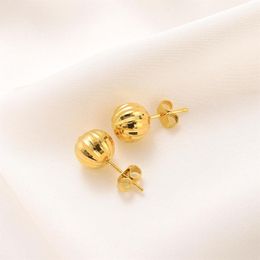 18K Yellow Fine Gold Earring Stud Solid Round Ball Beads Cartilage Piercing Stud Earrings New193U