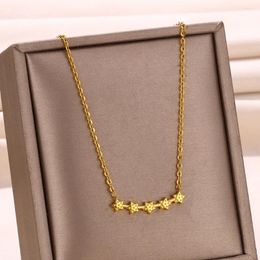 Pendant Necklaces Stainless Steel Round Star Necklace For Women Gold Colour Chain Aesthetic Charm Heart Moon Jewellery Accesorios Para Mujer
