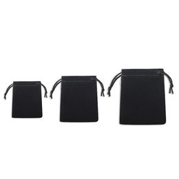 75 PCS Three Dimensions 5 7 CM 7 9 CM 10 12 CM Velvet Drawstring Bag Black Whole Jewelry Bags Christmas Wedding G219G