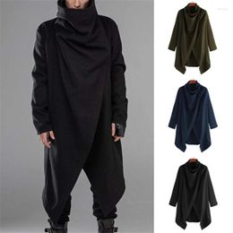 Ethnic Clothing Men Coat Tops Muslim Fashion Casual Long Cloak Windbreaker Punk Hip Hop Streetwear Turtleneck Cardigan Jackets Man