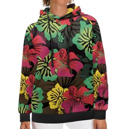 Women's Hoodies Polynesian Tribal Pohnpei Ladies Full Colourful Floral Pattern Autumn Winter Hip Hop Plus Size Hooded Pullovers Threaded
