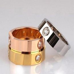 Rose Gold Stainless Steel Crystal Woman Jewelry Love Rings Men Promise Rings For Female Women Gift Engagement With bag2822