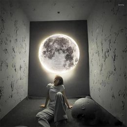 Wall Lamp Moon Bedroom Bedside Modern Light Luxury Mural Living Room Background Decorative Nordic Art