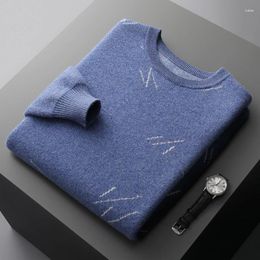 Men's Sweaters Autumn And Winter Wool Cashmere Sweater O Neck Thickened Pullover Warm Jacquard Casual Business Long Sleeve Top